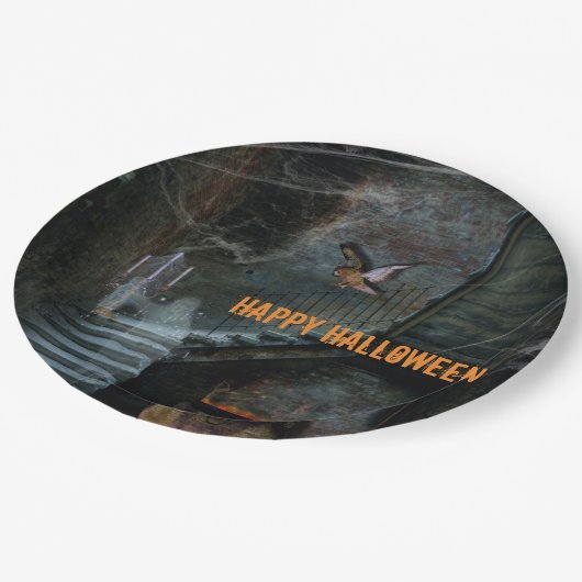 Haunted Staircase Halloween Papieren Bordje (Gekanteld)
