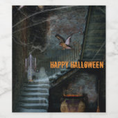 Haunted Staircase Halloween Wijn Etiket (Enkel label)