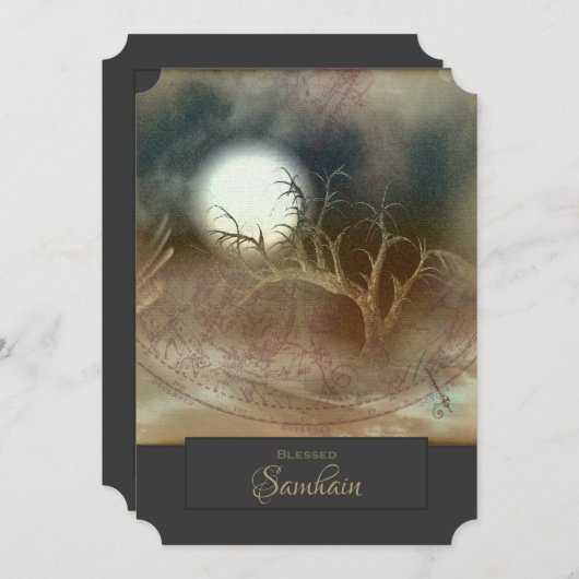 Haunted Tree Samhain of Autumn Event Invitation Kaart (Voorkant / Achterkant)