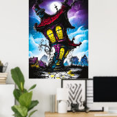 Haunted Twisted House - Gotische fantasiekunst Poster (Thuiskantoor)