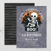 Haunted Village Halloween 1e verjaardag Kaart (Voorkant / Achterkant)