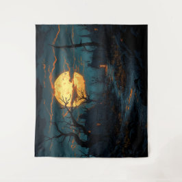 Haunted Village Halloween Achtergrond Wandkleed