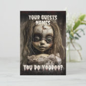 Haunted Voodoo Doll Volwassen Halloween Kaart (Staand voorkant)