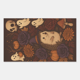 haunted woods hedgehog halloween rechthoekige sticker