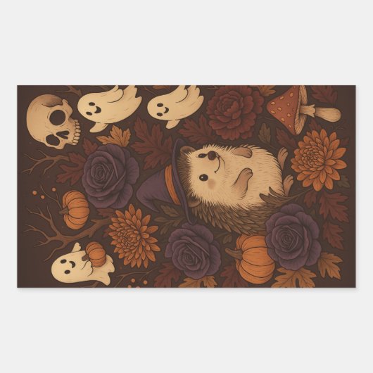 haunted woods hedgehog halloween rechthoekige sticker (Voorkant)
