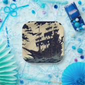 Haunted Zeilschip Woodblock 1 Papieren Bordje (Feest)