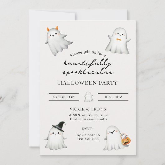 Hauntifully Spooktacular Halloween Party Uitnodigi Kaart (Voorkant)