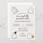 Hauntifully Spooktacular Halloween Party Uitnodigi Kaart (Voorkant / Achterkant)