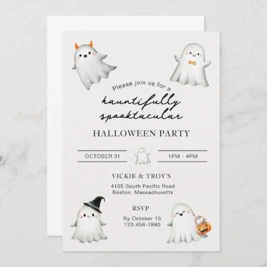 Hauntifully Spooktacular Halloween Party Uitnodigi Kaart (Voorkant / Achterkant)