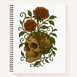 Haunting Beauty  Skull and Roses Halloween Art Notitieboek