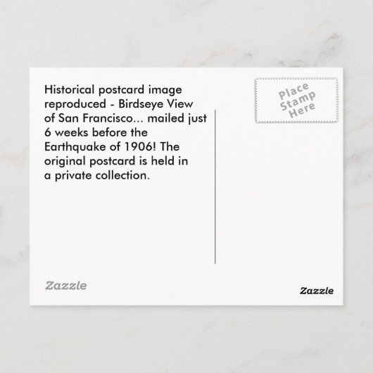 Haunting Birdseye Uitzicht ~ San Francisco voor EQ Briefkaart (Achterkant)