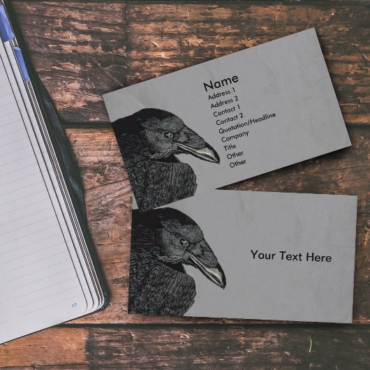 Haunting Black Crow Gezicht Grijs Visitekaartje