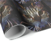 Haunting cat face art, gemaakt van licht - gothisc cadeaupapier (Rol Hoek)