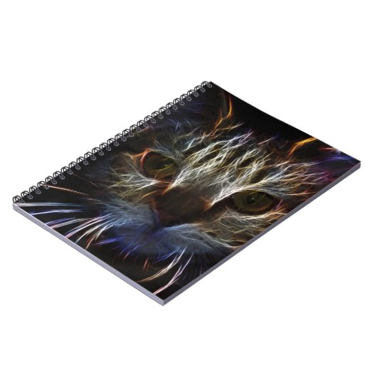 Haunting cat face art, gemaakt van licht - gothisc notitieboek (Linkerzijde)