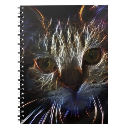 Haunting cat face art, gemaakt van licht - gothisc notitieboek (Voorkant)
