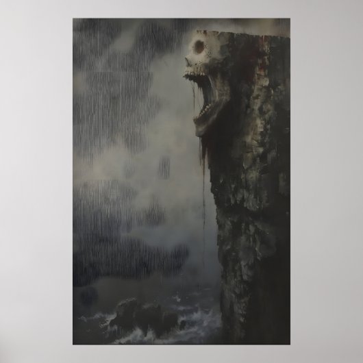 Haunting Cliff Skull Art Printable, Gothic Poster (Voorkant)