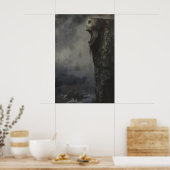 Haunting Cliff Skull Art Printable, Gothic Poster (Keuken)