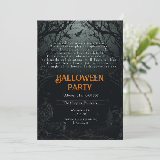 Haunting Dark Trees griezelig gedicht Halloween Pa Kaart (Staand voorkant)