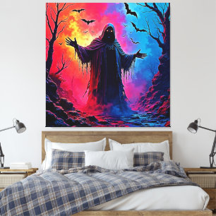Haunting Demon Verhuld In Shadows Design Canvas Afdruk