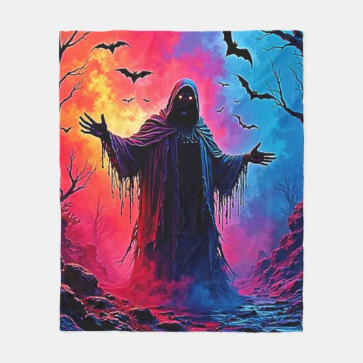 Haunting Demon Verhuld In Shadows Design Fleece Deken (Voorkant)