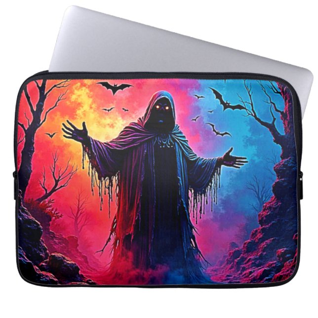 Haunting Demon Verhuld In Shadows Design Laptop Sleeve (Voorkant)