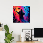 Haunting Demon Verhuld In Shadows Design Poster (Thuiskantoor)