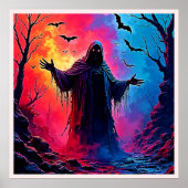 Haunting Demon Verhuld In Shadows Design Poster (Voorkant)