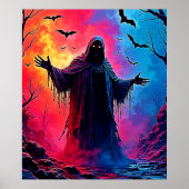 Haunting Demon Verhuld In Shadows Design Poster (Voorkant)