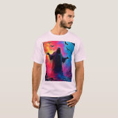 Haunting Demon Verhuld In Shadows Design T-shirt (Voorkant volledig)