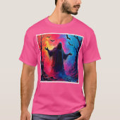 Haunting Demon Verhuld In Shadows Design T-shirt (Voorkant)