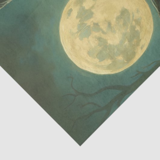 Haunting Evil Witch onder Volle Maan Donkere Hallo Tissuepapier (Detail)