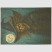 Haunting Evil Witch onder Volle Maan Donkere Hallo Tissuepapier (Voorkant)