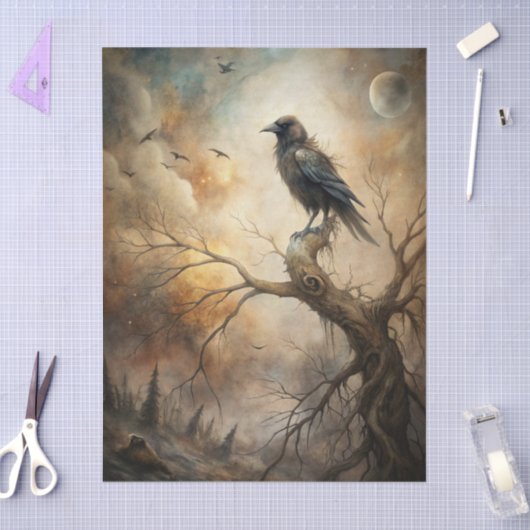 Haunting Fantasy Gothic Raven & Moon Tissuepapier (Craft)