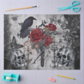 Haunting Fantasy Gothic Raven Roses Skulls Tissuepapier (Craft)