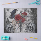 Haunting Fantasy Gothic Raven Roses Skulls Tissuepapier (Craft)