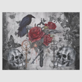 Haunting Fantasy Gothic Raven Roses Skulls Tissuepapier