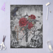 Haunting Fantasy Gothic Raven Rozen Skulls Tissuepapier (Craft)