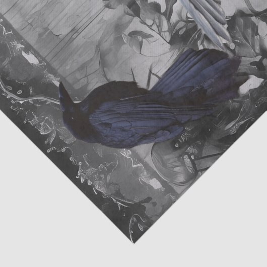 Haunting Fantasy Gothic Raven Rozen Skulls Tissuepapier (Detail)
