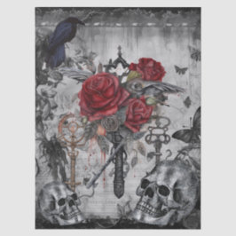 Haunting Fantasy Gothic Raven Rozen Skulls Tissuepapier