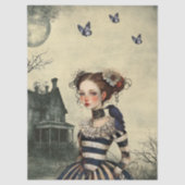 Haunting Fantasy Gothic Raven & Victorian Girl  Tissuepapier (Voorkant)