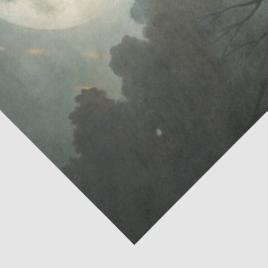 Haunting Fantasy Gothic Witch, Pumpkins & Moon Tissuepapier (Detail)