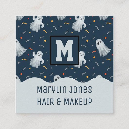 HAUNTING GHOSTS HALLOWEEN VIERKANTE VISITEKAARTJE (Voorkant)