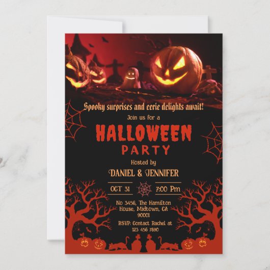 Haunting Glow Eerie Graveyard Halloween Kaart (Voorkant)