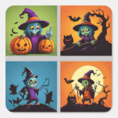Haunting Halloween Vierkante Sticker (Voorkant)