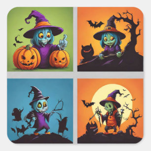 Haunting Halloween Vierkante Sticker