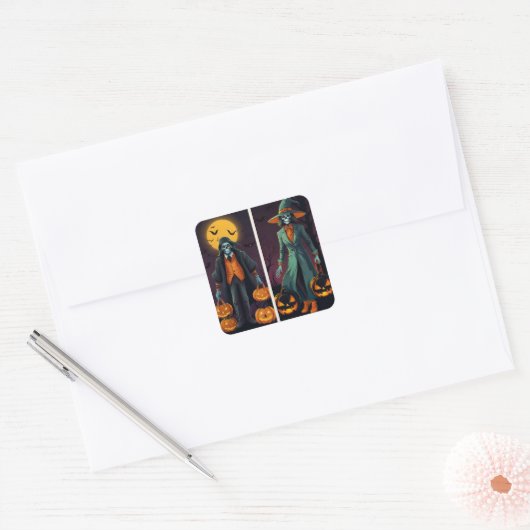 Haunting Halloween Vierkante Sticker (Envelop)