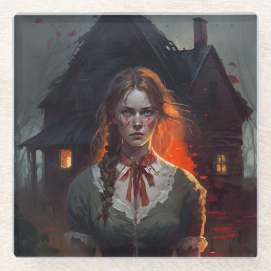 Haunting house glazen onderzetter (Voorkant)