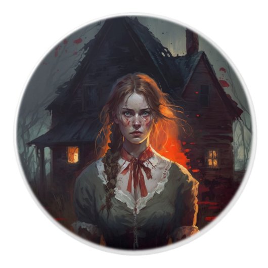 Haunting house keramische knop (Voorkant)