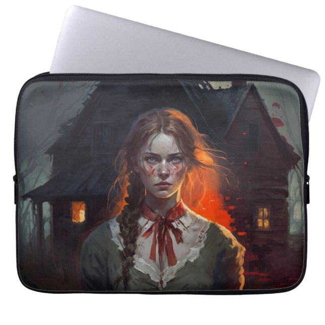 Haunting house laptop sleeve (Voorkant)