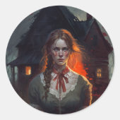 Haunting house ronde sticker (Voorkant)
